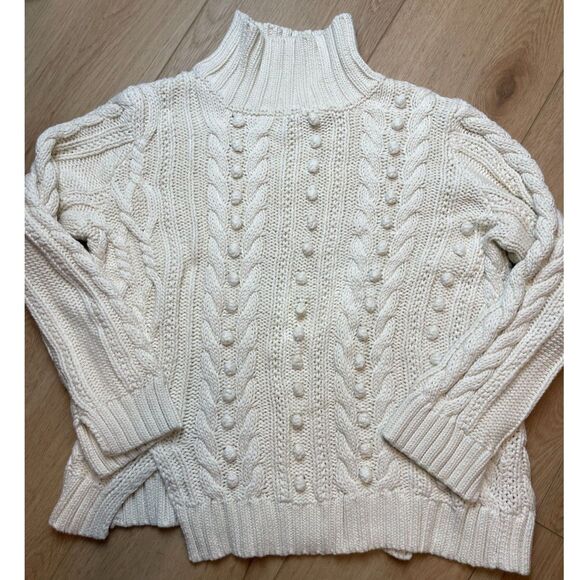 525 America Cream Cable Knit Turtleneck Sweater – Women’s Size M - Picture 1 of 4